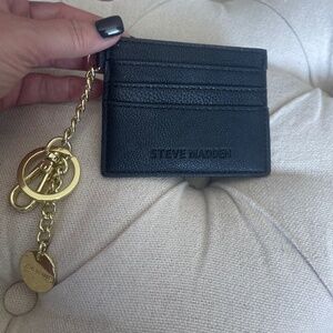 Super Cute Steve Madden Leather ID Credit Card Case w/Logo Keychain wallet NWT